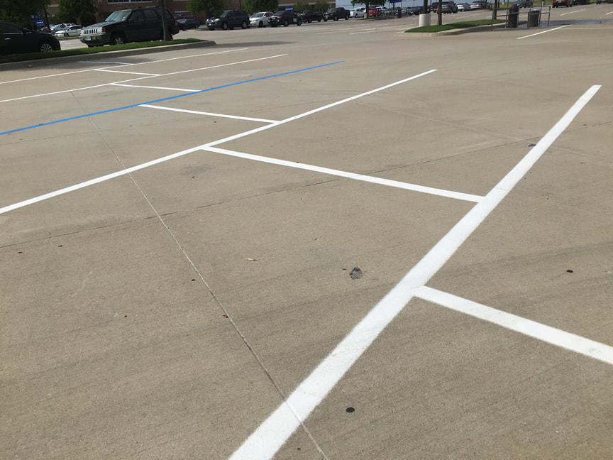 White Lines Striped in Parking Lot