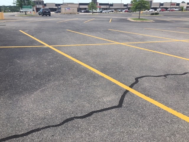 Parking Lot Striping Yellow Painted Lines On Asphalt